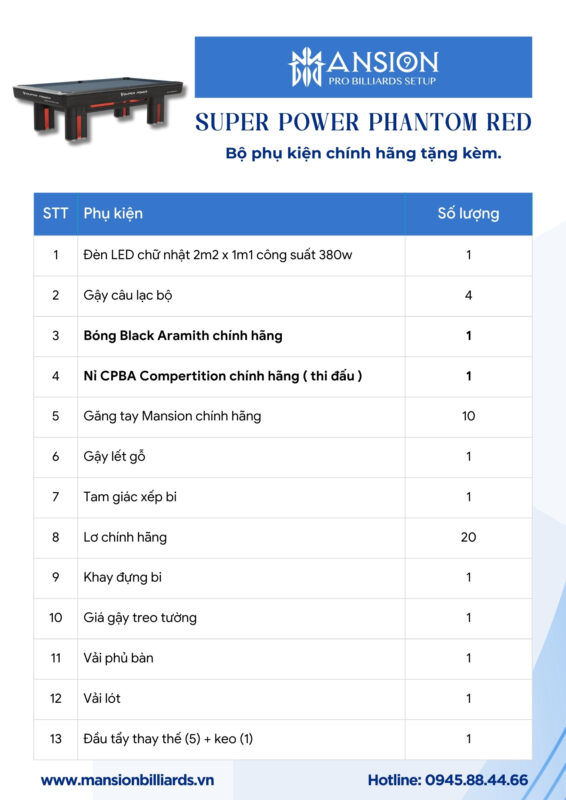 SUPER POWER PHANTOM RED Mansion Billiards - Mansionbilliards.com
