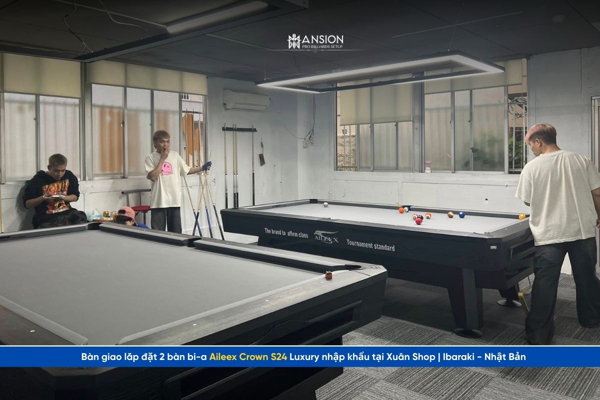 Ban Giao Lap Dat 2 Ban Bi A Aileex Crown S24 Luxury Nhap Khau Tai Xuan Shop Ibaraki Nhat Ban2 Mansion Billiards - Mansionbilliards.com
